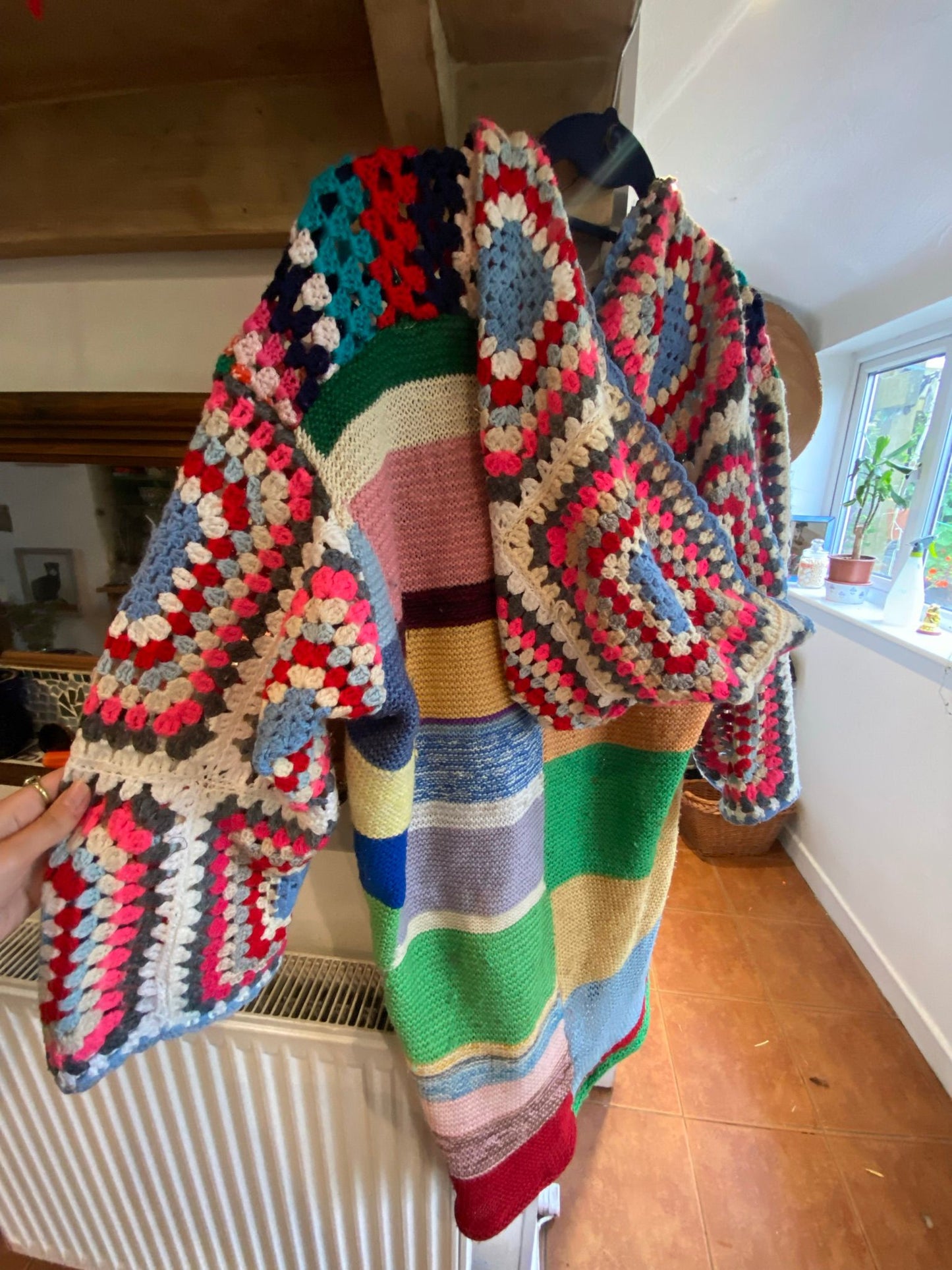 Upcycled Striped Crochet Jacket