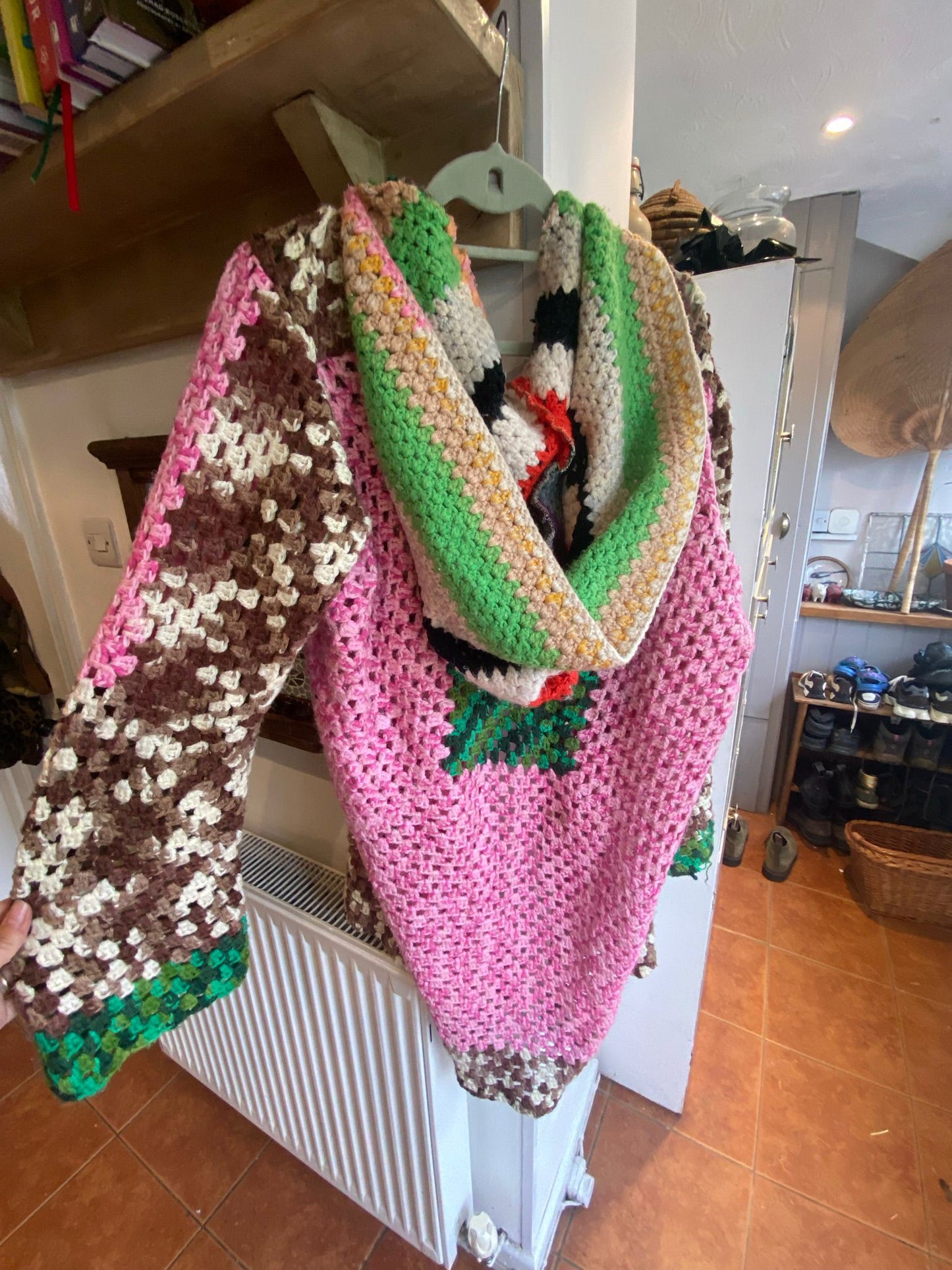 Handmade Pink and Brown Crochet Jacket