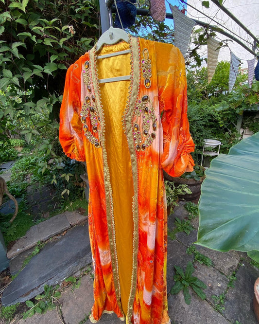 Vintage Orange Velour Kimono