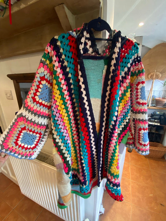 Upcycled Striped Crochet Jacket