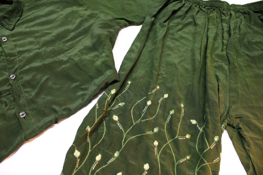 Wild Emerald Green Floaty Co-Ord Loungewear Set