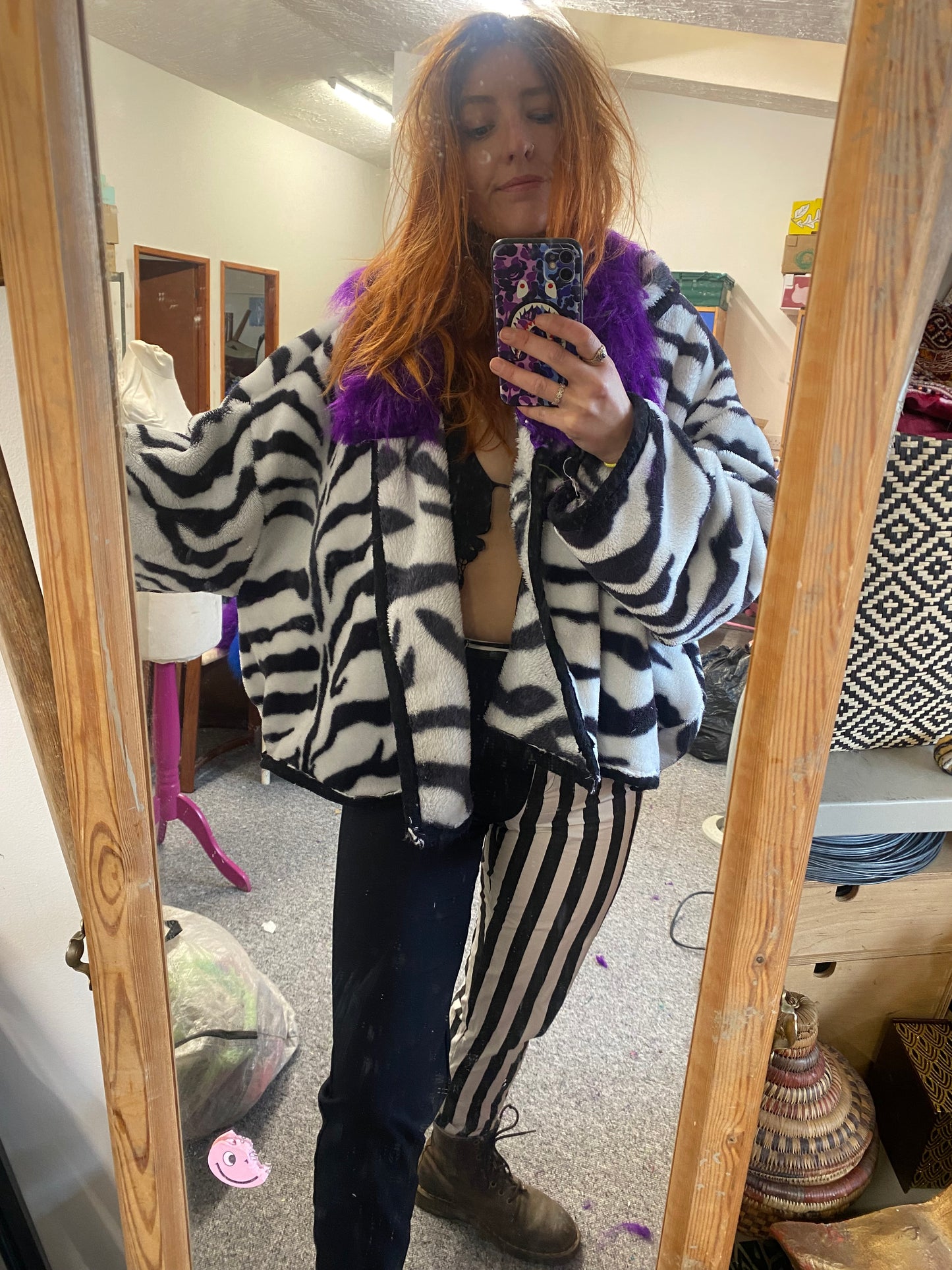 Upcycled Zebra Print Blanket Jacket