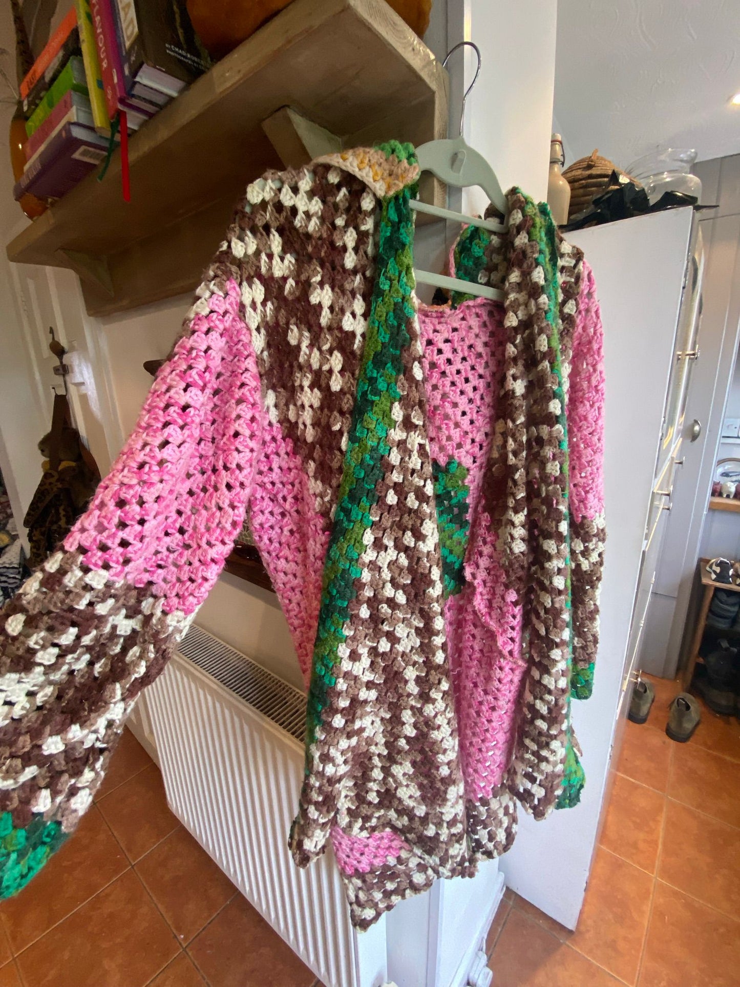 Handmade Pink and Brown Crochet Jacket